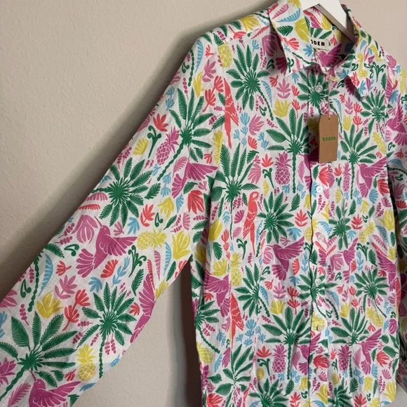 Boden Sienna Linen Shirt Multi Tropical Paradise - Picture 5 of 9
